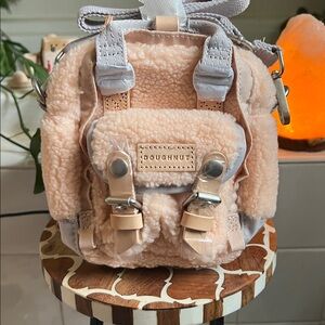 NWT Doughnut Macaroon Tiny fluffy faux fur teddy bag crossbody purse